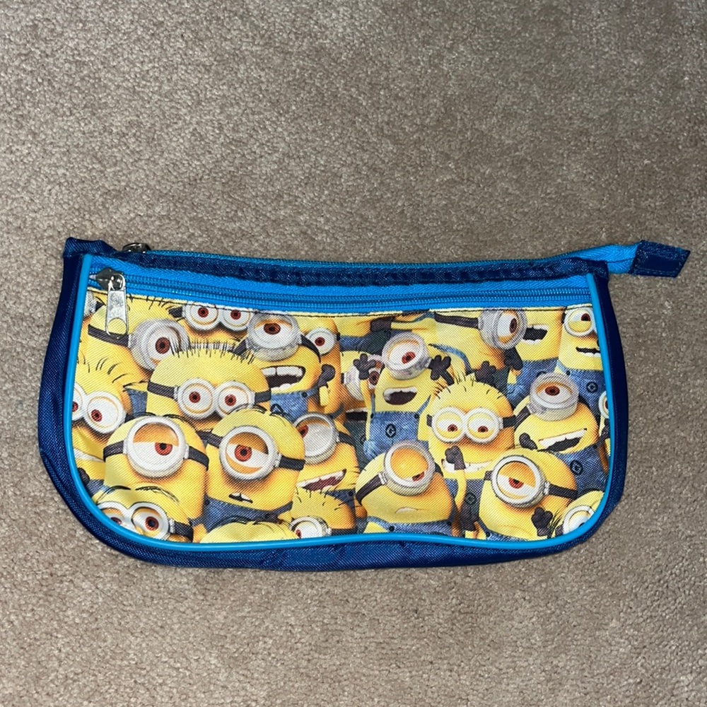 MINIONS ZIPPER POUCH BAG MAKEUP COSMETIC PENCIL POUCH BLUE YELLOW